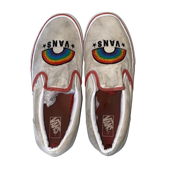 Vans Embroidered Rainbow Slip On Sneakers Unisex Juniors 6.5 - Picture 8 of 11